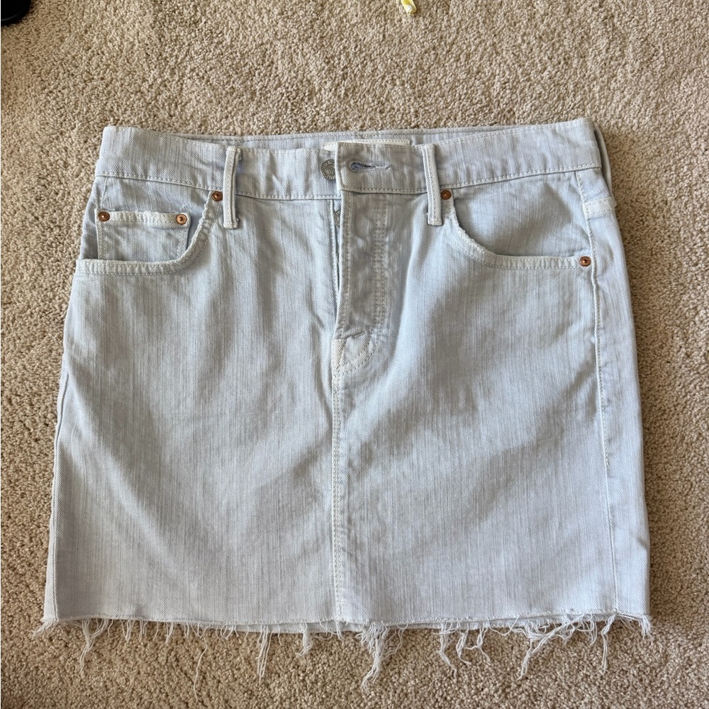 NEVER WORN: MOTHER “The Vagabond” mini fray in baby blue